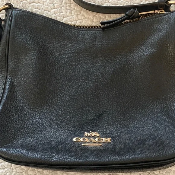 Coach Black Pebbled Leather Shoulder Bag - Picture 1 of 10